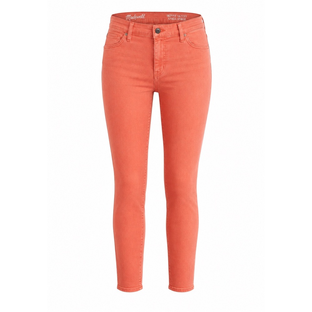 Madewell Skinny Ankle Jeans 28 Coral‎ Orange Mid Rise Cropped Denim Pants preppy